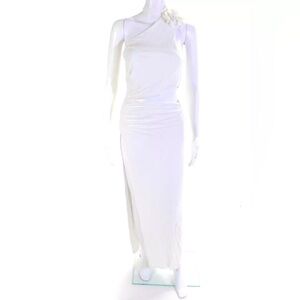 Ronny Kobo Womens White One Shoulder Flower Cut Out Maxi Dress Size S